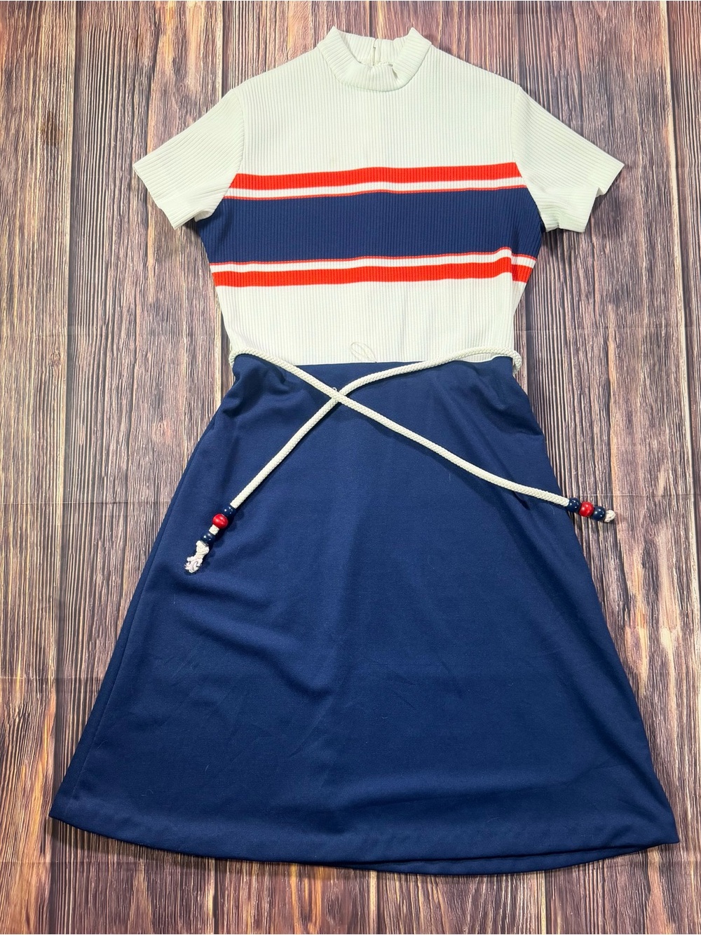 Vintage 70s Toni Todd Color Blocking Mock Neck Short Sleeve A Line Mod Dress M - Picture 5 of 9